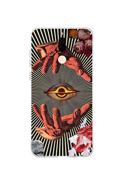 FLAMENKO حافظة هاتف شفافة بنمط كولاج اليد والعين متوافقة مع هاتف هواوي ميت 10...