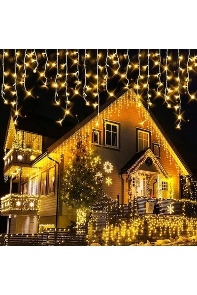 OEM Christmas Icicle Curtain Lights 20m, 500 LEDs, 8 Light Modes, Warm White, Waterproof