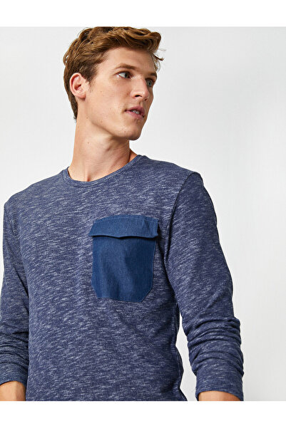 Koton Pullover mit Rundhalsausschnitt und langen Ärmeln und Taschendetails