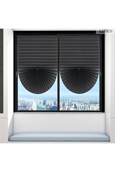 LUXER Self-adhesive Pleated Blind, Adjustable, Installation Without Drilling, Black, Dimensions 60x150 cm