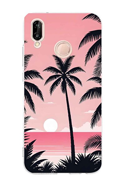 FLAMENKO حافظة هاتف شفافة متوافقة مع هاتف هواوي P20 لايت بنمط راحة اليد