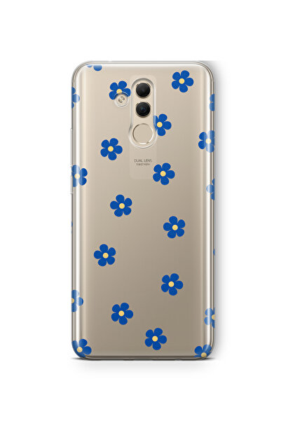 FLAMENKO حافظة هاتف شفافة بنمط زهرة زرقاء متوافقة مع هاتف هواوي ميت 20 لايت