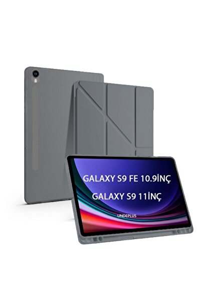 Hype Store حافظة ثلاثية الطي لهاتف S9 FE X510 X516 مع حجرة للقلم، لون رمادي داكن