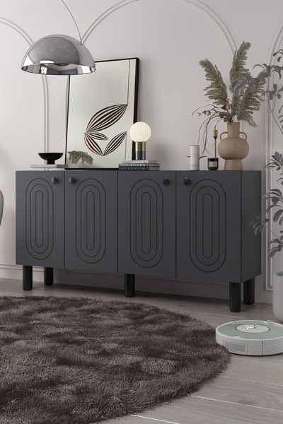 DEMONTE DECOR 8202-1DD KB150 KONSOL, TV ÜNİTESİ ANTRASİT-SİYAH