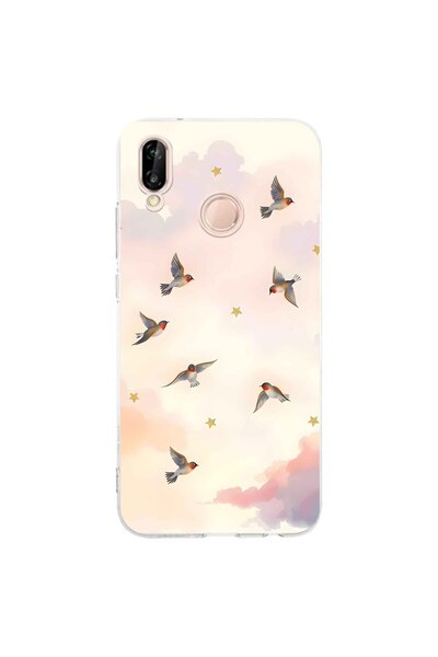 FLAMENKO حافظة هاتف شفافة متوافقة مع نمط الطائر من هواوي P20 لايت