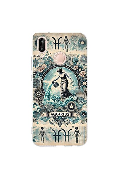 FLAMENKO Huawei P20 Lite Compatible Aquarius Patterned Transparent Phone Case