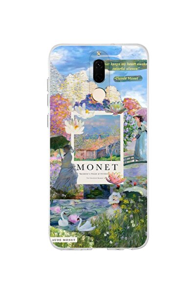 FLAMENKO حافظة هاتف شفافة بنمط Monet Collage متوافقة مع هاتف Huawei Mate 10 Lite