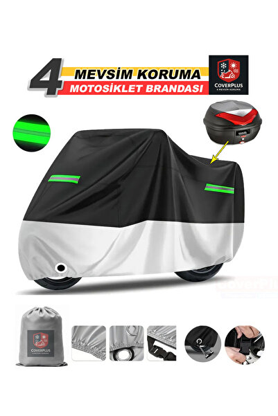 Schwer Mondial 250 Ressivo (Reflektörlü) Motosiklet Brandası Arka Çanta Uyumlu (Siyah-Gri Renk)