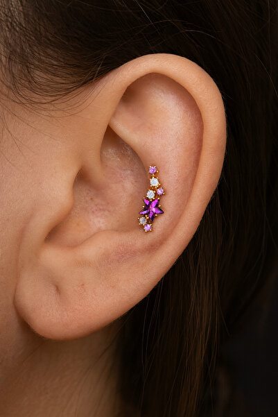 ömay takı Samanyolu Zirkon 316L Cerrahi Çelik Labret Piercing