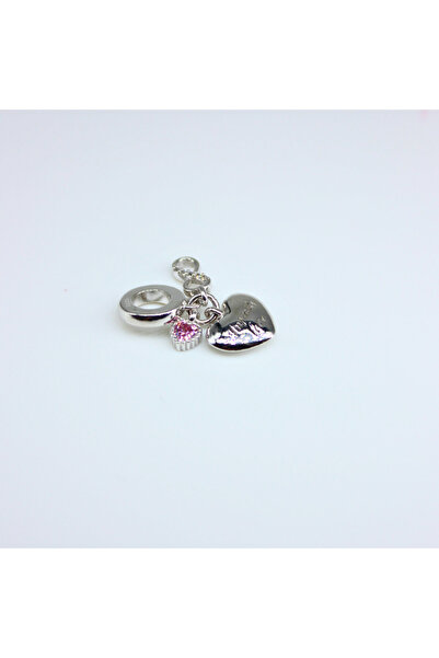 Amora Perla Jewelry Kalp & Aşk Model 925 Ayar Gümüş Charm – Pembe Zirkon Taşlı