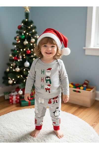Luna Kids Store طقم ذو طابع عيد الميلاد مع قبعة عيد الميلاد