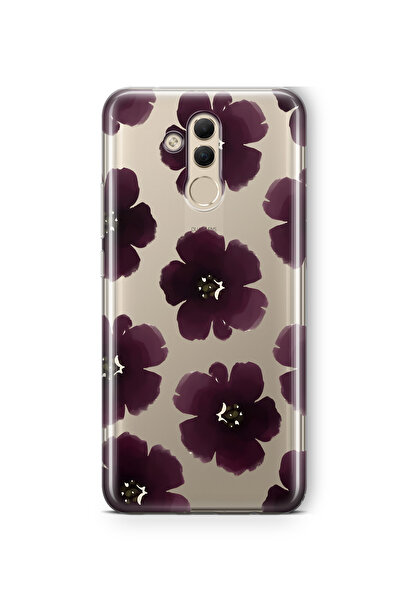 FLAMENKO حافظة هاتف شفافة بنمط زهرة أرجوانية متوافقة مع هاتف هواوي ميت 20 لايت