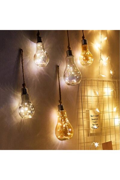 Hype Store Sarkıt Lamba Ampul LED Işık Zinciri Pilli Tekstil Kablo Asma Lamba Elektriksiz Pille Çalışır Bahçe L