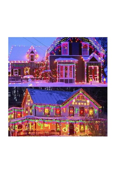 OEM Christmas Icicle Curtain Lights, 20m, 500 LEDs, 8 Modes, Multicolor