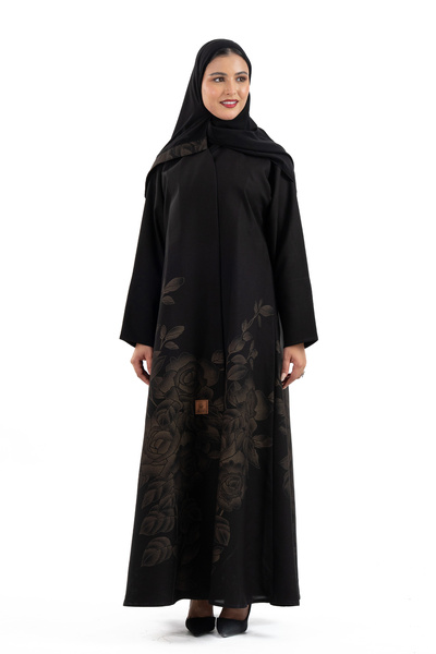 Hasnaa Abaya Afaf Abaya, Afaf Abaya with soft brown embroidery