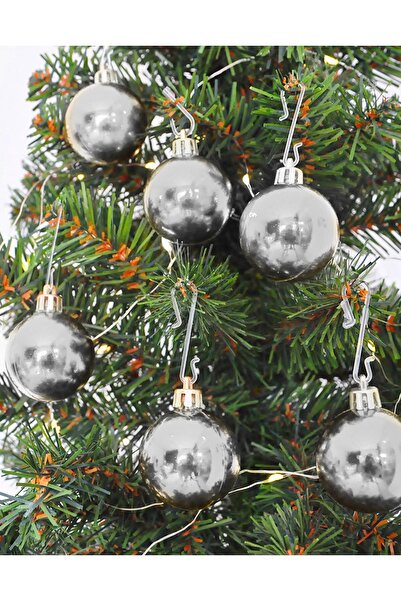 Patladı Gitti Yılbaşı Ağaç Süsü Gümüş Renkli Top Noel Süs 3 Cm 12 Adet