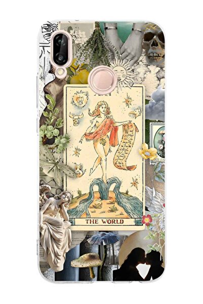 FLAMENKO حافظة هاتف شفافة بنمط فني متوافق مع هاتف Huawei P20 Lite