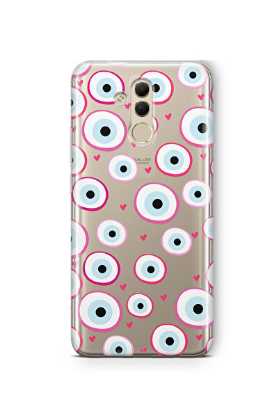 FLAMENKO حافظة هاتف شفافة بنمط حبات العين الزرقاء المتوافقة مع هاتف هواوي ميت...