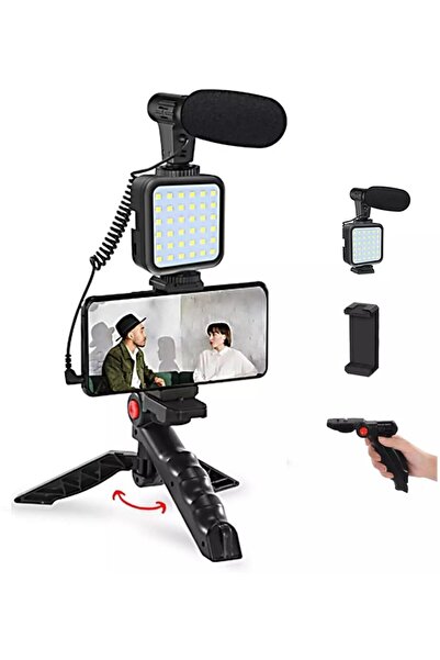 Hype Store Kit Operated Microphone, Led Light and Mini Tripod - for Phone Vlo...