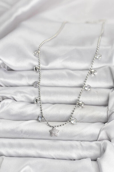 Clariss Brass Silver Color Star Model Women's Necklace