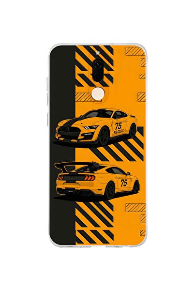 FLAMENKO حافظة هاتف شفافة بنمط سيارة سباق صفراء متوافقة مع هاتف هواوي ميت 10 ...