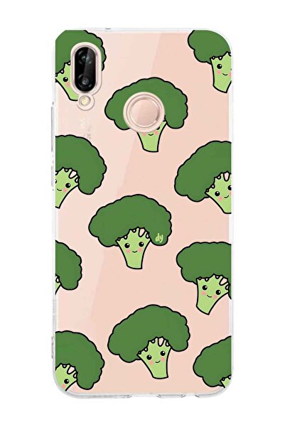 FLAMENKO حافظة هاتف شفافة متوافقة مع هاتف هواوي P20 لايت بنمط البروكلي اللطيف