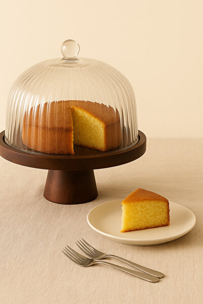 Mirilliahome Acacia Base Glass Cake Dish – Presentation Dish with Lid (Variants)