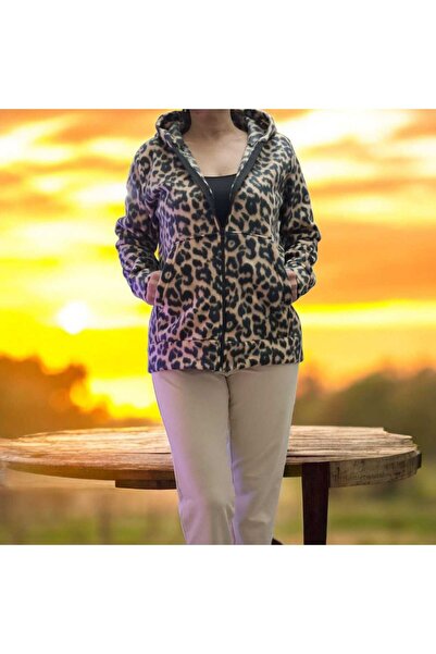 Fua Shop Γυναικείο μπουφάν με κουκούλα με λεοπάρ σχέδιο