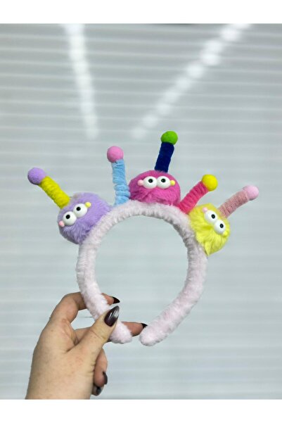 Madam Nora Renkli Gözlü Peluş Antenli Saç Bandı – Sevimli Eğlenceli Toka / Pa...