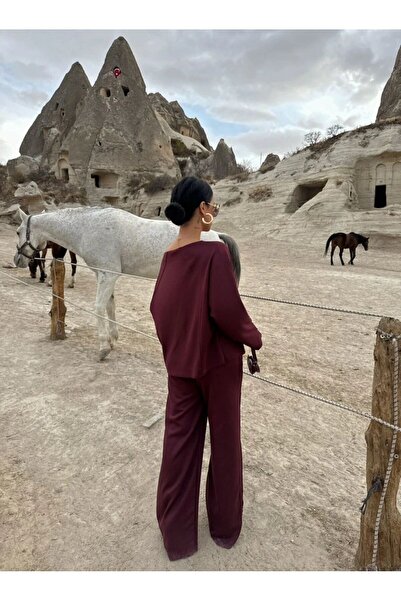 aytenli Boat Neck Batwing Sleeve Reverse Stitch Detail Top Elastic Waist Pocketed Pants Flowy Stylish Comfortable Set