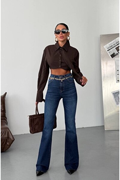 MEECY Pantaloni Jean cu picioare spaniole