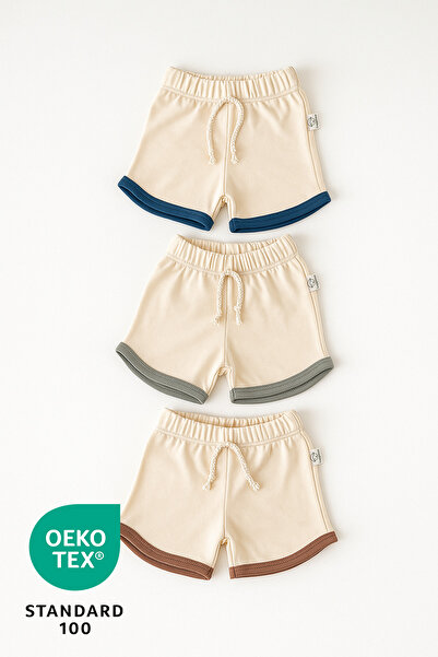 Luppinos Ocean 3lü %100 Pamuk Lastikli Bebek Şort Set