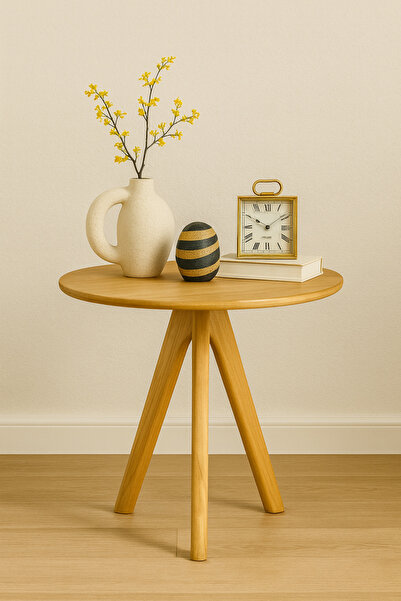 Onouqo Palermo Basic Yuvarlak Modern Rustik Retro Dekoratif Ahşap Yan Mantar ...