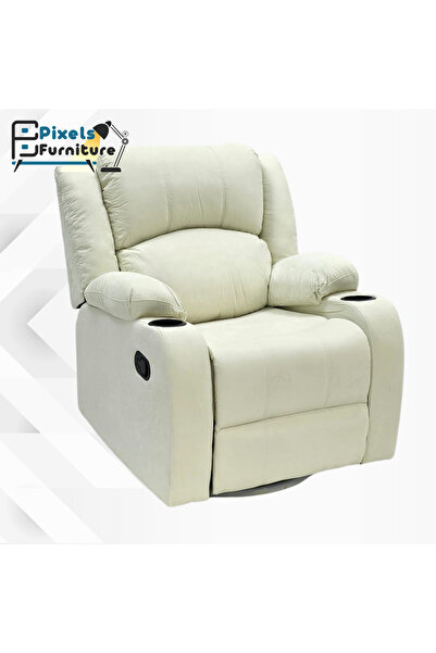 PixelsFurniture Pixel Furniture Recliner Chair with Cup Holders, Fabric Rocking and Swivel Recliner Chair with Adjustable Footrest