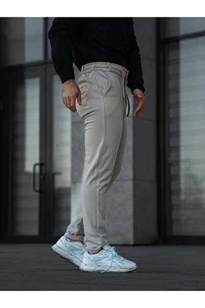 civetta Men's Diagonel Micro Textured Pocket Trousers - Beige