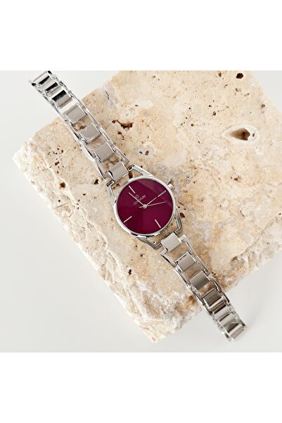 Vesce Atelier Minho Silver Watch Burgundy