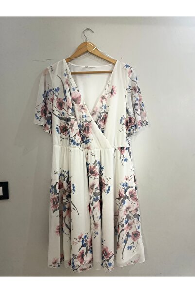 Elegant Linda Floral Plus Size Lined Stretchy Stretch Fabric Dress