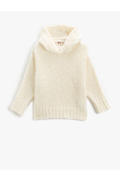 Koton Strickpullover mit Kapuze, Basic, weich strukturiert, langärmlig