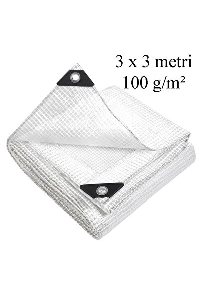 gwd Reinforced tarpaulin 3x3 m, 100g/sqm, UV+ protection, 12 mm steel mesh, transparent polyethylene