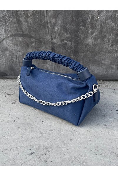 na nura collection Синя жіноча сумка з замшею, ланцюжком і ручкою