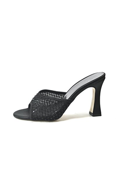 Beety 126.345 Black Tulle Heeled Evening Dress Women's Slippers