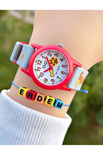 Q&Q Silikon Kordonlu 10 Atm Su Geçirmez Erkek Çocuk Kol Saati Kişiye Özel Hed...