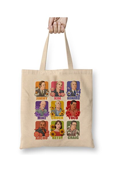 Toyaso Better Call Saul Stars Λευκή υφασμάτινη τσάντα με μακρύ χερούλι Τσάντα αγορών Τσάντα παραλίας