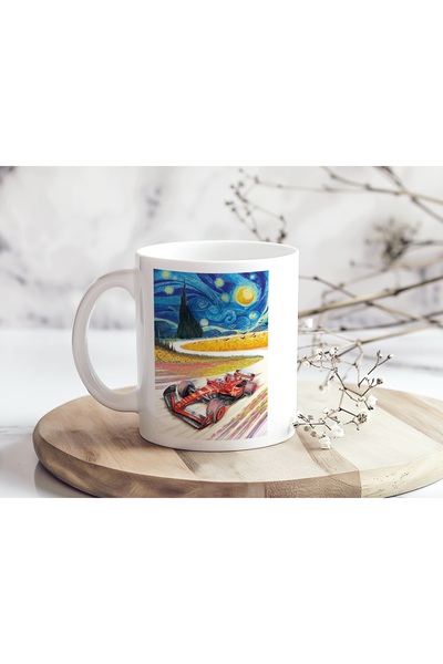 Beramussa كوب سيارة فورمولا 1 على طراز فان جوخ - هدية فنية وعاطفة السرعة مخصص...