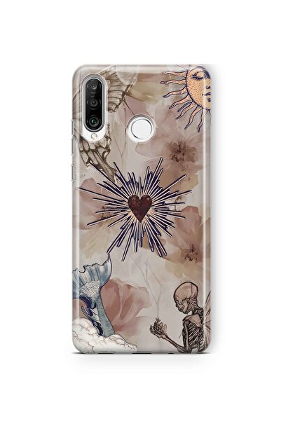 FLAMENKO حافظة هاتف شفافة بنمط قلب وفراشة متوافقة مع هاتف هواوي P30 لايت