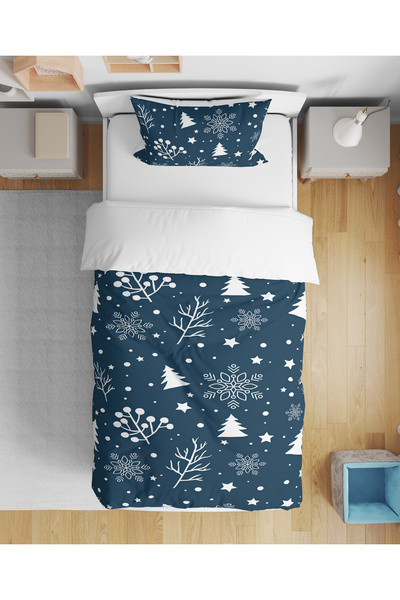 Home Christmas Tree Christmas Themed 3D Digital Printed Single Size Sheetless Duvet Cover Set Sleeping Set