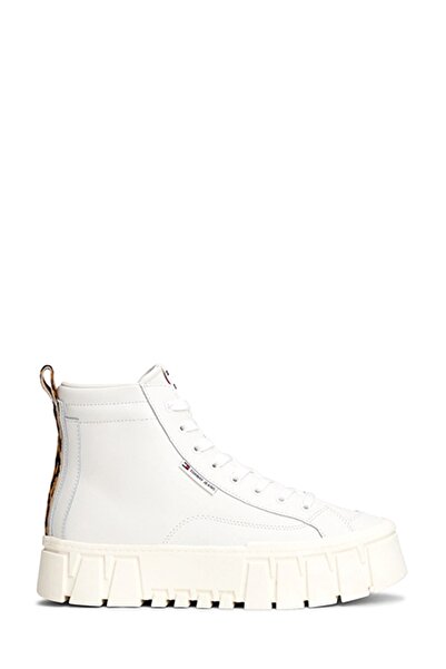 Tommy Hilfiger TJW VULC FLATFORM LEOPARD Ekru Kadın Bot