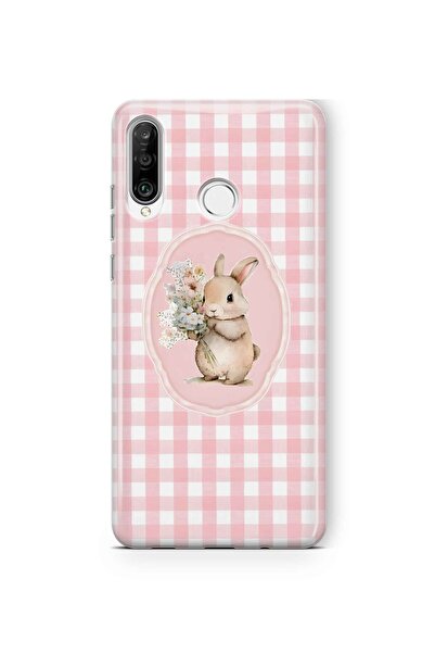 FLAMENKO حافظة هاتف شفافة متوافقة مع هاتف هواوي P30 لايت بنمط الأرنب الزهري