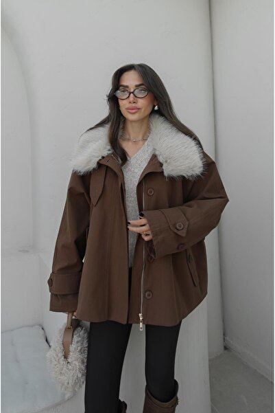 Havoş Brown Detachable Fur Jacket