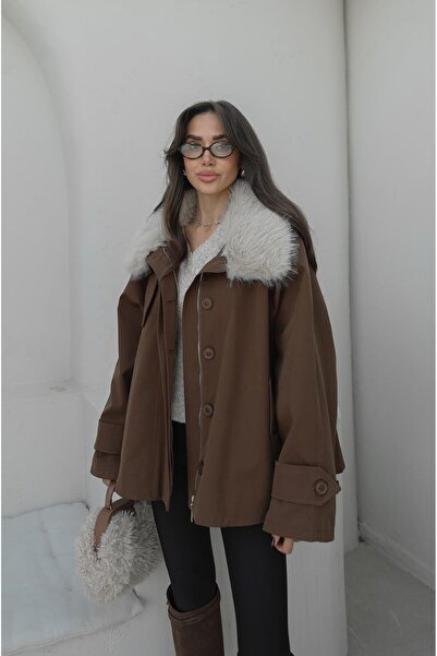 Havoş Brown Detachable Fur Jacket